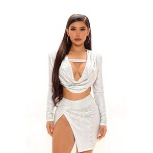 Rhinestone skirt set